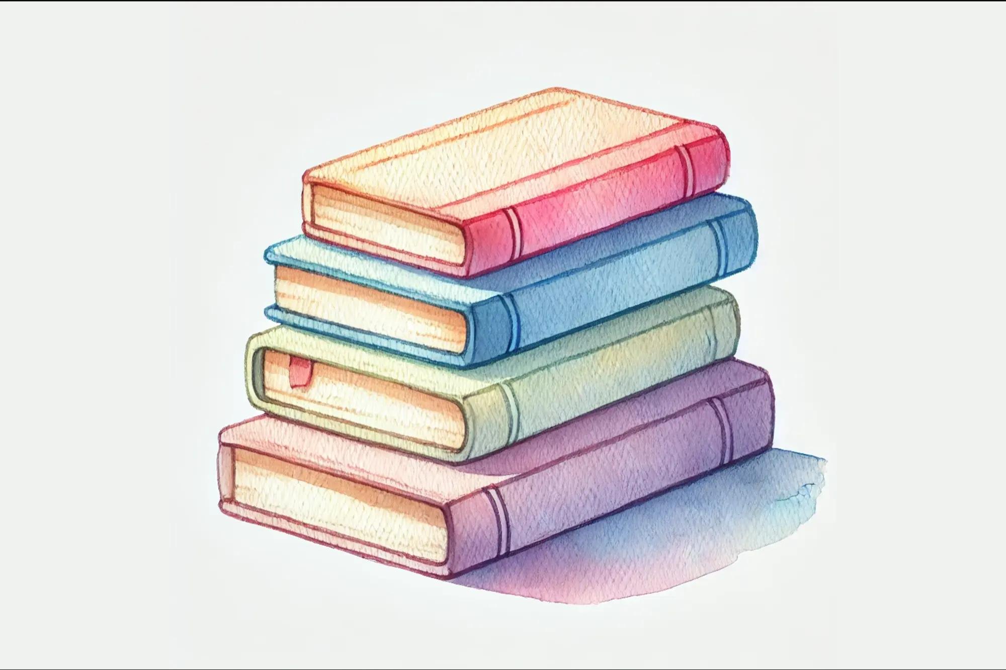Illustrated stack of books