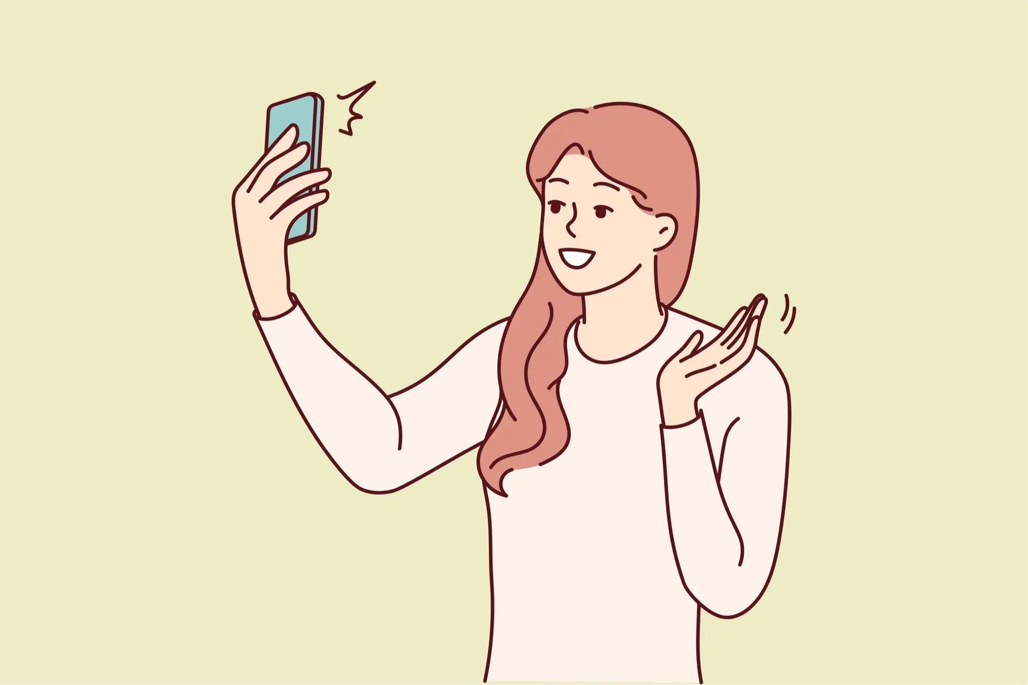 Illustrated woman talking on phone