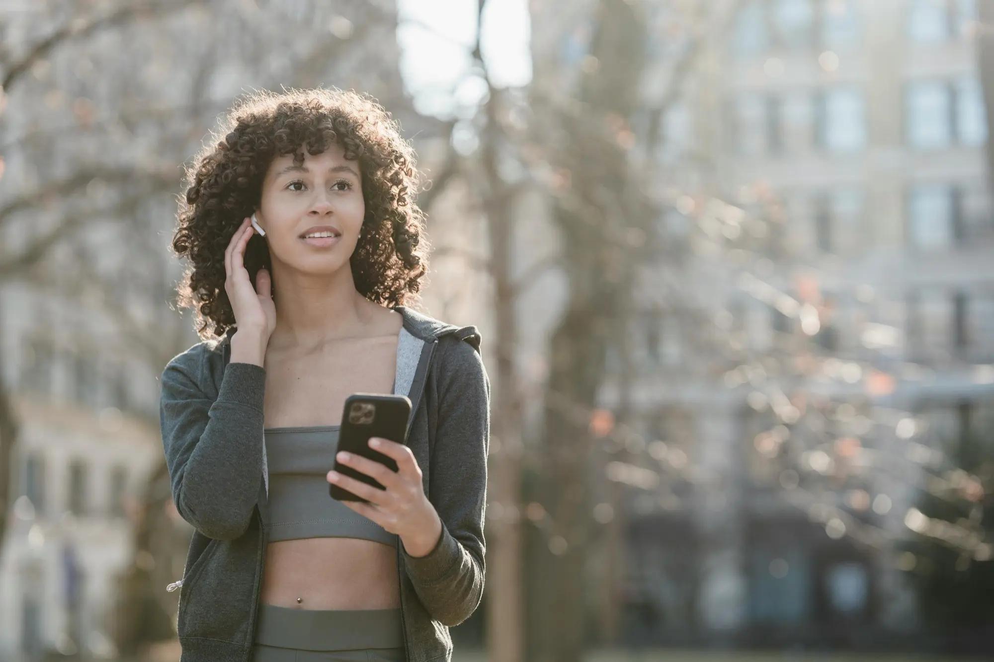 Woman talking on phone, using Copper HEP